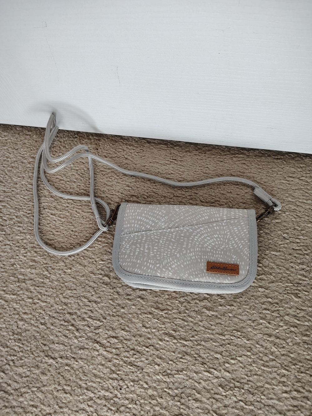Eddie Bauer Light Gray Crossbody Wallet Bag